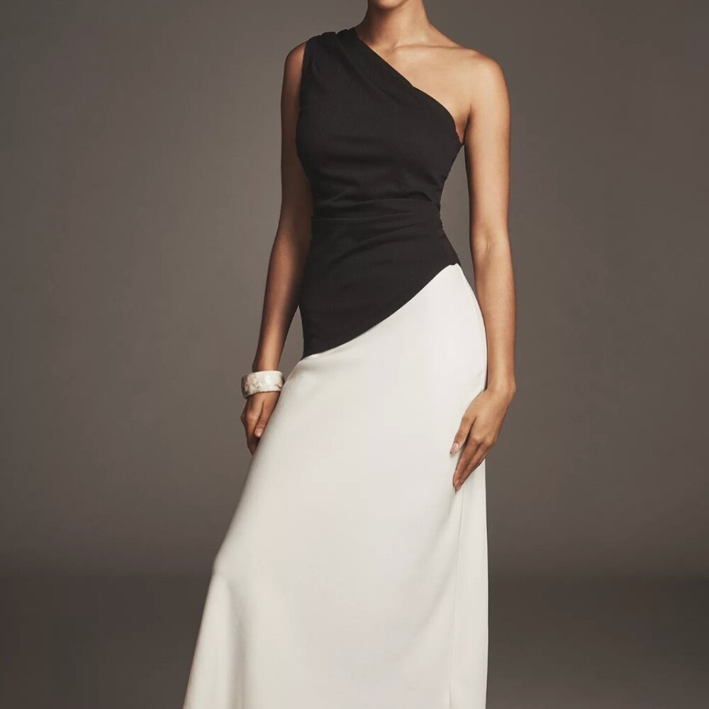 NWT SOVERE Aura One-Shoulder Ruched Maxi Dress